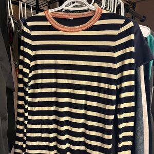 Striped Navy and Cream Women's Top